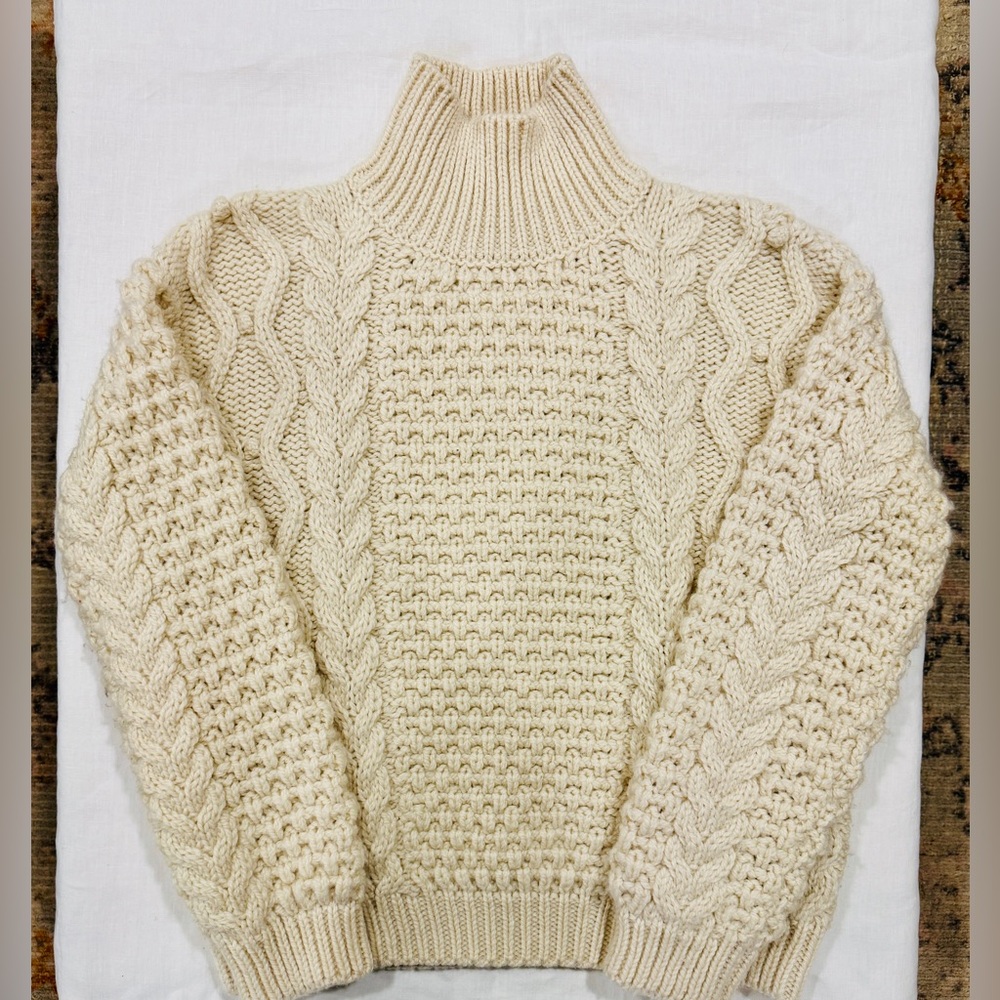 Nili Lotan Cable Kit Wool Sweater, Cream, XS